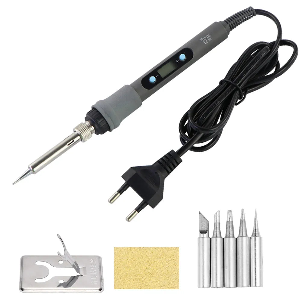 Adjustable Temperature Electric Soldering Iron - 60W/80W with Digital Display, Ideal for Electronic Welding Repair, Includes Solder Tin Iron Tips