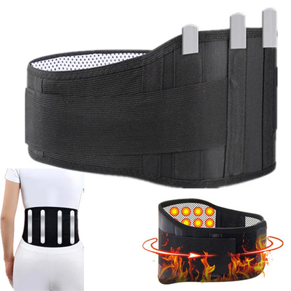 Adjustable Tourmaline Self-Heating Magnetic Therapy Waist Belt – Lumbar Support Brace, Double Banded for Back Pain Relief