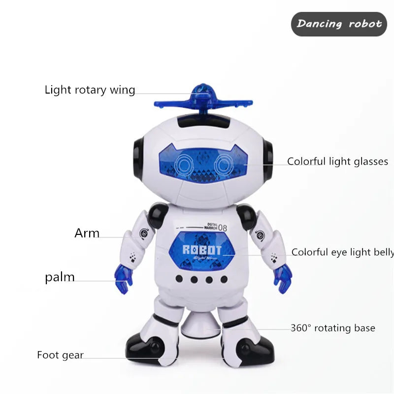 Kids Robot Dance Toy – Rotating with Music, LED Light, and Electronic Walking Features, Perfect Birthday and Christmas Gift for Boys and Girls