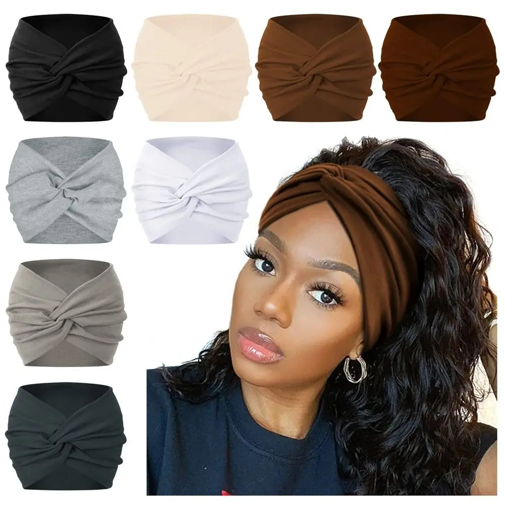 Extra Large Twisted Headbands - Thick Wide Turban Head Wraps for Women's Workouts and Hair Accessories