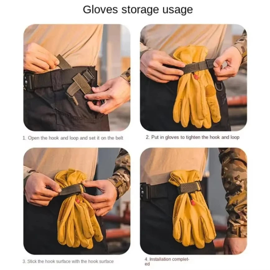 DIZETION Outdoor Tactical Multi-Purpose Nylon Gloves - Work Gloves with Safety Clip for Camping and Hanging Ropes