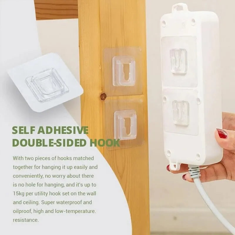 10 Pairs Strong Sticky Double Sided Patch Hook Buckle - Transparent Adhesive Wall Hooks Cup Sucker