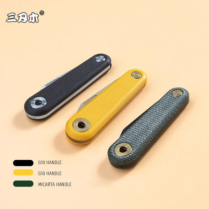 SANRENMU 325S Pocket Folding Knife - Mini Key Outdoor Multi-Purpose Knife with 12C27 Blade and G10 Handle