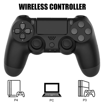 Wireless Bluetooth Controller Gamepad – No Delay for PS4, PS3, and PC – Six-Axis, Dual Vibration, and Touchpad Joystick