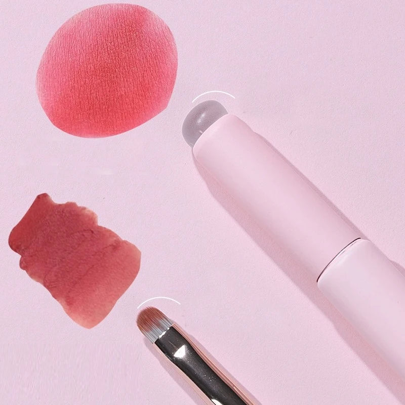 Upgrade Silicone Lip Brush with Cover: Angled Concealer Brushes for Lip Balm & Gloss | Round Head for Makeup Application