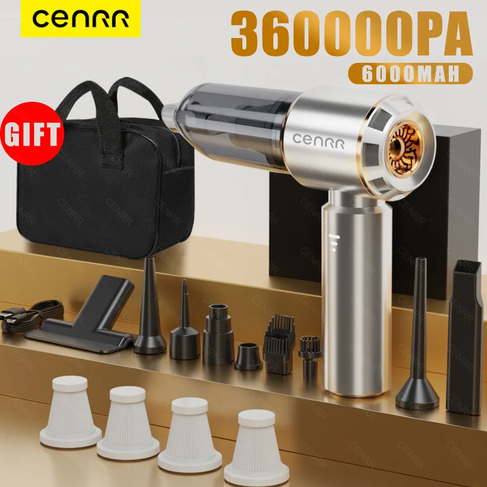 CENRR 360,000PA Mini Car Vacuum Cleaner - Cordless, Powerful Handheld Portable Wireless Cleaning Machine