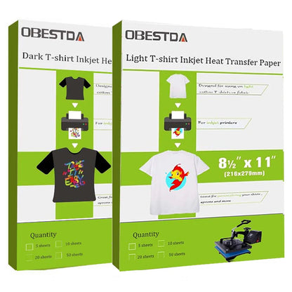 Factory Direct 10 Pcs A4 Inkjet Heat Transfer Sublimation Printing Paper: T-Shirt Transfer Paper for Light & Dark Fabric