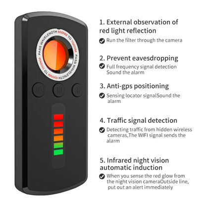 Professional Hidden Camera Detector - Anti-Spy Gadget with Wireless Signal, Car GPS, Infrared Search, Wiretapping, and Bug Mini Device Hunter