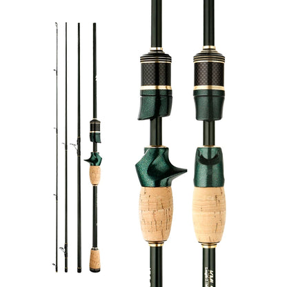 CEMREO Carbon Spinning Casting Fishing Rod - 4-5 Sections, 1.8m/2.1m/2.4m Portable Travel Fishing Tackle