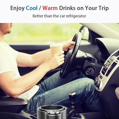 Smart 2-in-1 Car Heating Cooling Cup | Electric Beverage Warmer Cooler Holder | Travel Mini Car Refrigerator for Coffee, Milk, and Drinks