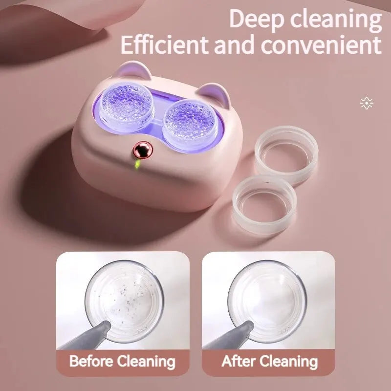 Portable High Frequency Vibration Contact Lens Cleaner: Cleaning Case with Beauty Pupil Storage - Convenient Cleaning Container Tools