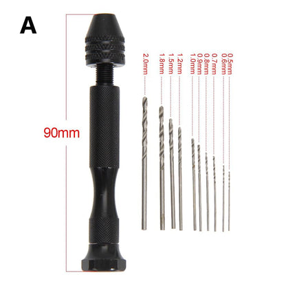 Adjustable Manual Hand Drill With Keyless Chuck | Mini Micro Aluminum Hand Drill | HSS Steel Twist Drill Bit | Resin Mold Tools