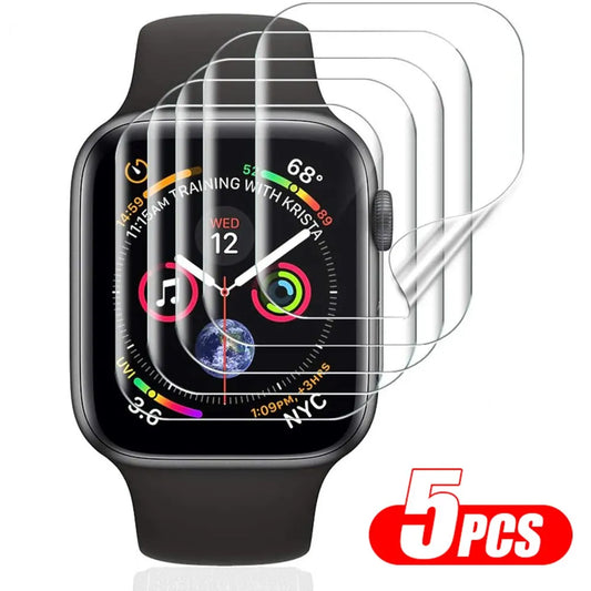 5pcs Full Protective Screen Protector Film for Apple Watch Series 8 to 3 - Compatible with Various Sizes