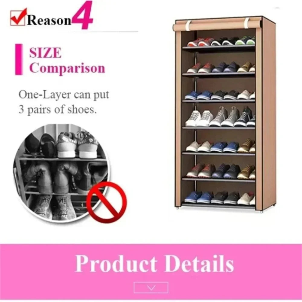 Dustproof Fabric Shoe Cabinet Organizer - Multilayer Nonwoven Shoe Rack for Simple, Economic Household Storage