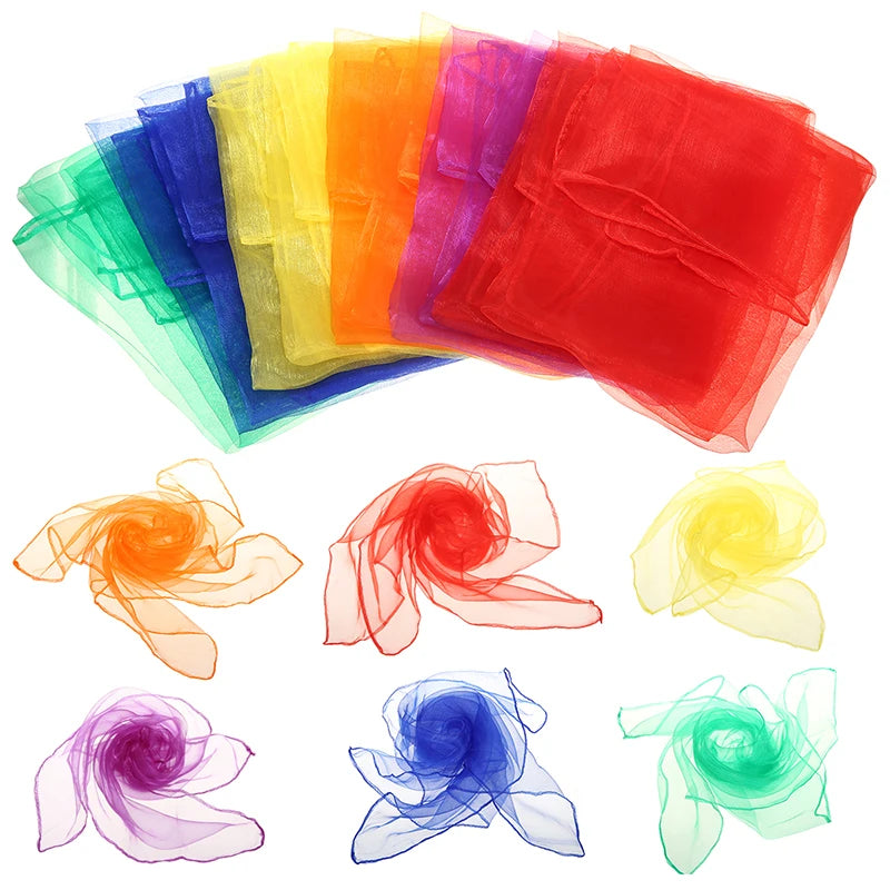 6 Color Gymnastics Scarves for Outdoor Games, Dancing, Juggling, and Gym Towel Use - Candy Colored Dance Gauze