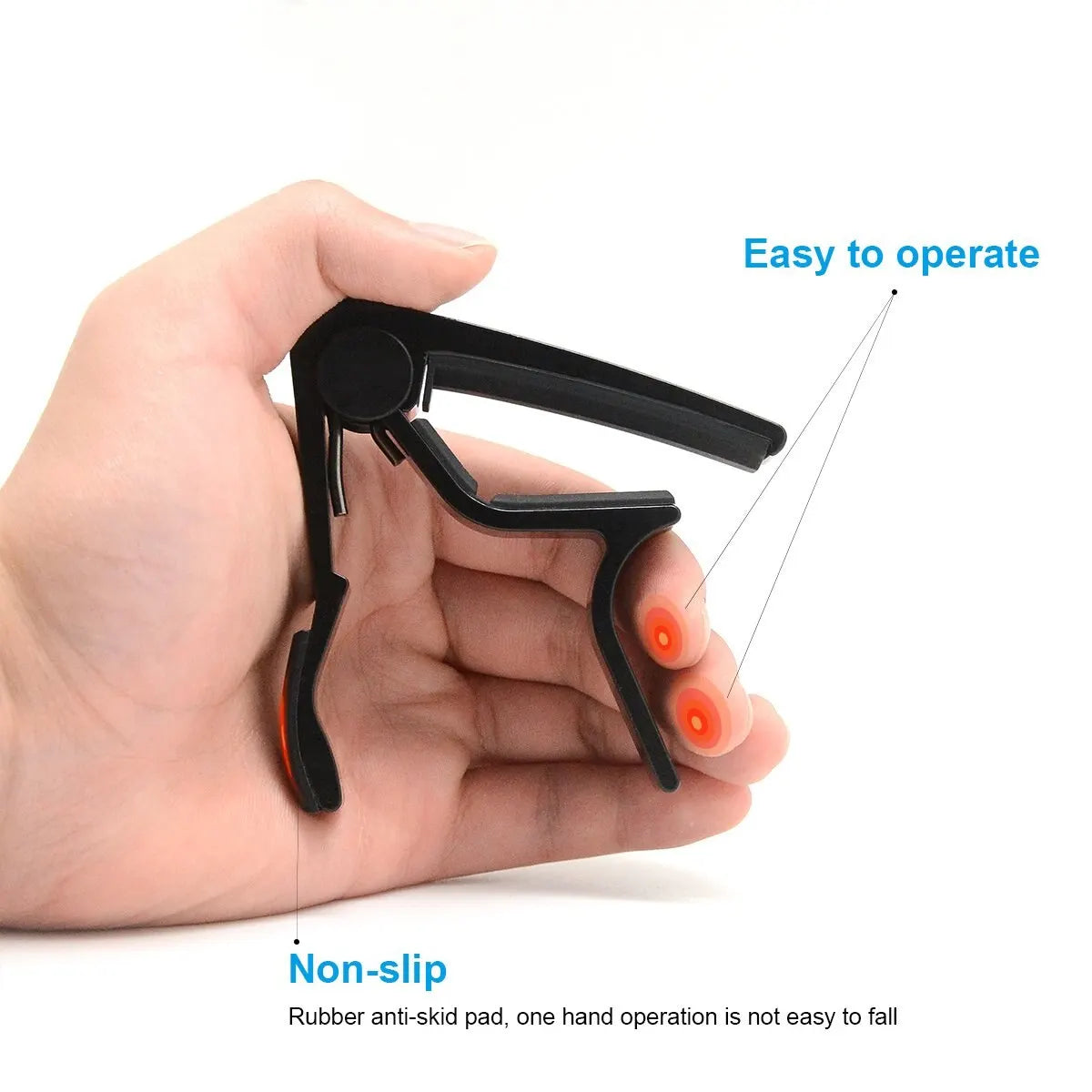 Single-Handed Guitar Capo for Acoustic and Electric Guitars - Black Capos