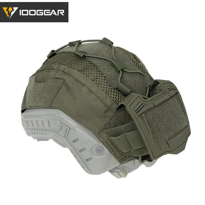 IDOGEAR Tactical Helmet Cover – Maritime Helmet with NVG Battery Pouch, Hunting Accessories Model 3812