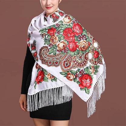 2024 Designer Print Shawls for Women - Winter Scarf Pashmina with Floral Design, Warm Hijab Wraps, Bufandas Foulard, Travel Stoles