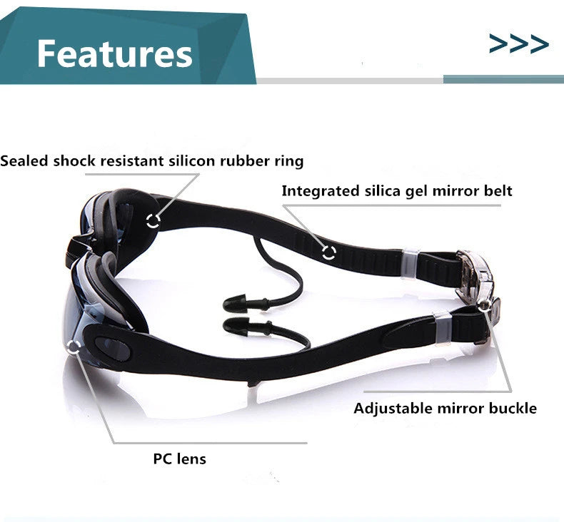 Professional Swimming Goggles - Electroplate Waterproof Silicone Swim Glasses for Adults