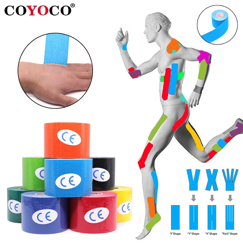 5cm Kinesiology Tape - Athletic Elastoplast for Sport Recovery, Waterproof Gym Strapping for Muscle Pain Relief, Tennis Support Bandage