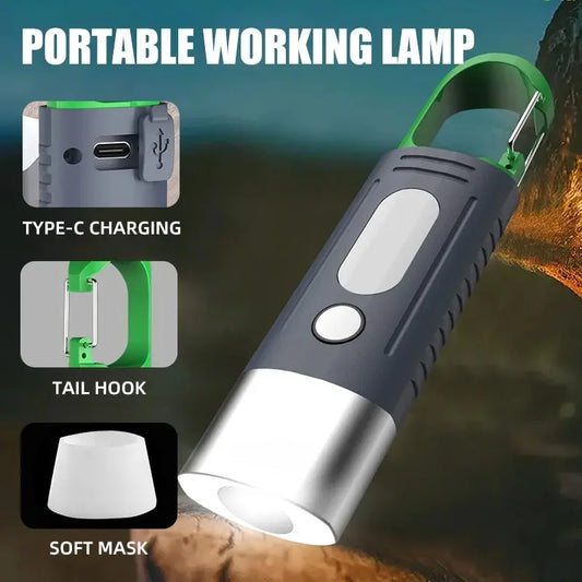 Mini High Power LED Flashlight - 3 LED & Side Lights, Telescopic Zoom, Waterproof Camping Light with Lampshade