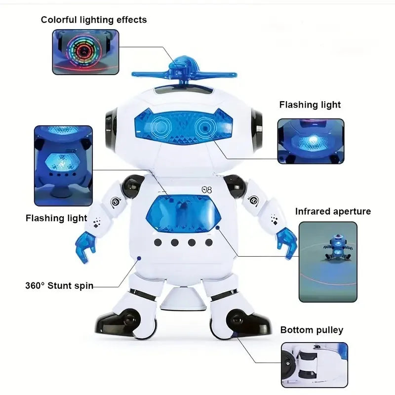 Kids Robot Dance Toy – Rotating with Music, LED Light, and Electronic Walking Features, Perfect Birthday and Christmas Gift for Boys and Girls