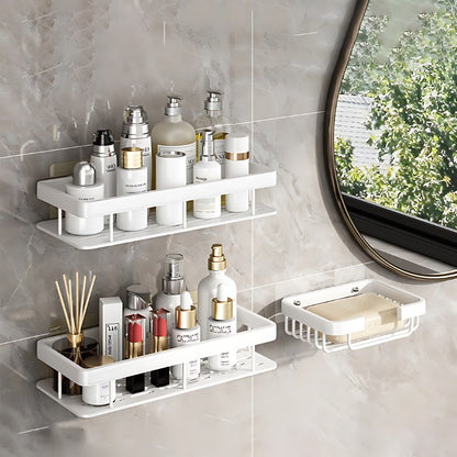 Aluminum Alloy Bathroom Shelf - No Drill Kitchen and Shower Storage Organizer for Shampoo and Bathroom Accessories