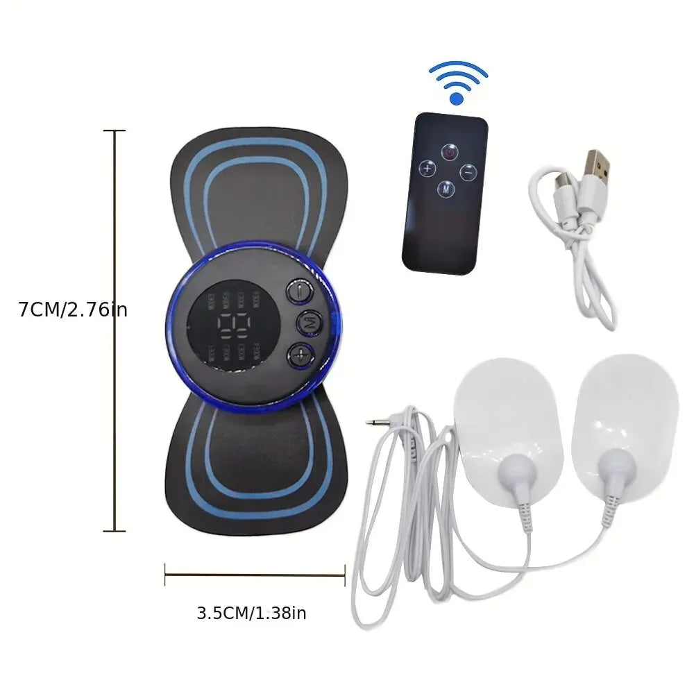 Rechargeable Neck Massager with Remote Control - 8 Modes EMS Low Frequency Pulse for Muscle Relaxation and Pain Relief