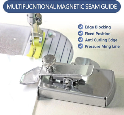 Magnetic Seam Guide: Multifunctional Sewing Ruler for Straight Line Hems - Universal Sewing Machine Attachment