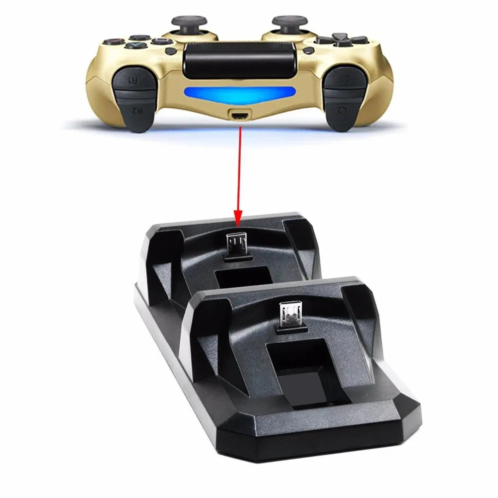 USB Dual Charger Dock for PS4 Controller - Gaming Charging Stand for Sony PlayStation 4 Wireless Gamepad