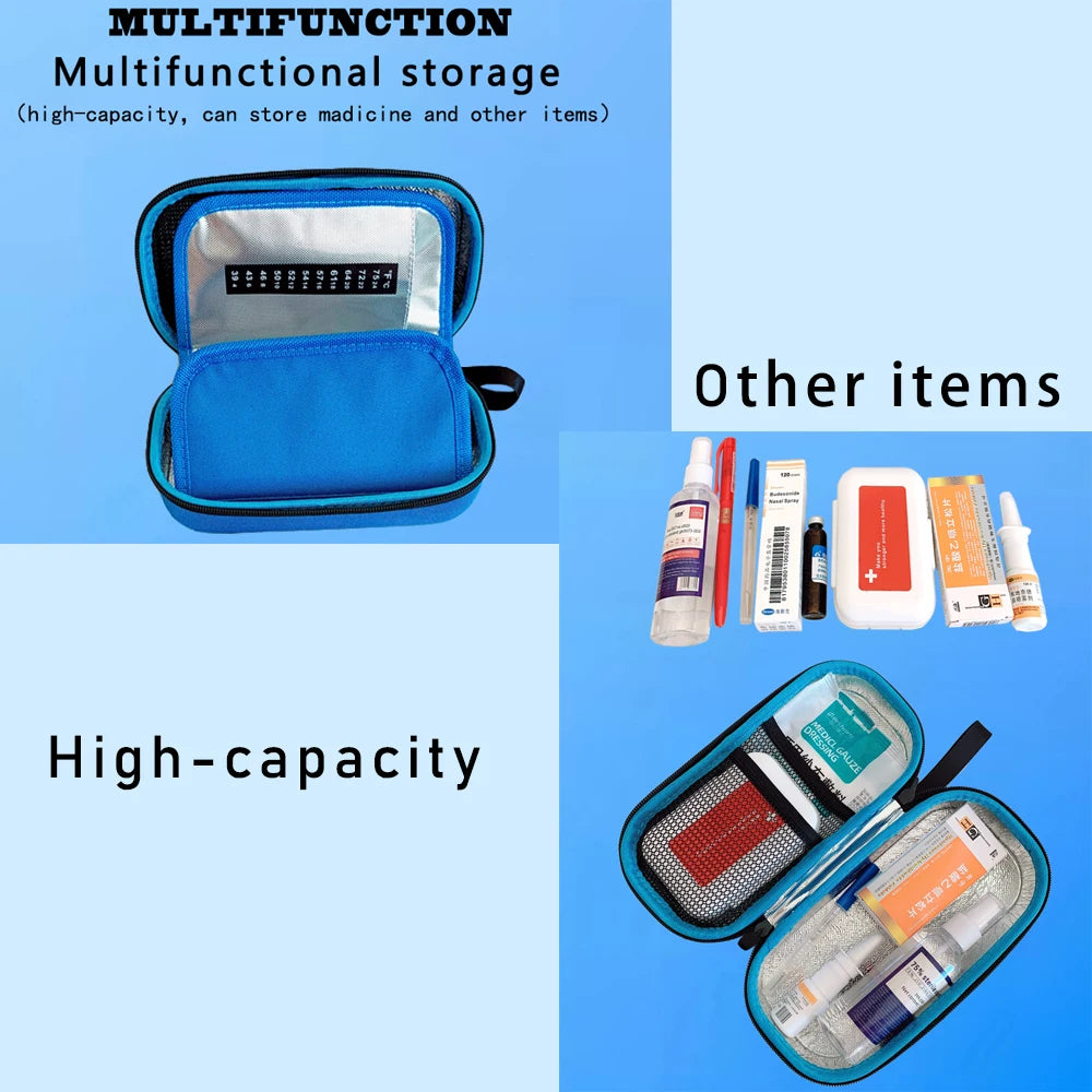 Medical Cooler Travel Pouch - EVA Insulin Pen Case for Diabetes, Drug Freezer Box with 4 Ice Packs for Cooling Storage