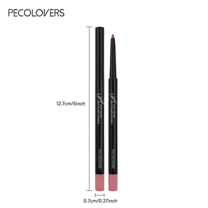 Waterproof Matte Lipliner Pencil - Long-Lasting Red Contour Tint Lipstick, Non-Stick Cup and Moisturizing Makeup, Available in 12 Colors