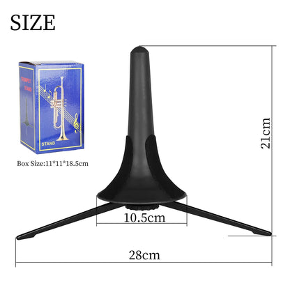 Portable Black Trumpet Tripod Stand: Foldable Brass Instrument Holder with Removable Legs - Sturdy Accessory Bracket