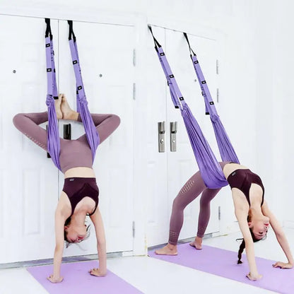 Aerial Yoga Strap - Pull Rope Leg Splits Trainer, Female Gym Belt with Adjustable Hammock Swing for Stretching