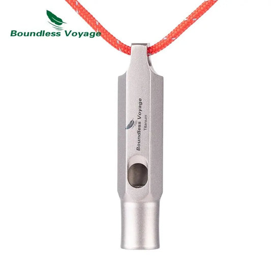 Boundless Voyage Titanium Emergency Whistle – Loud Survival Whistle with Lanyard for Coaches, Training, and Sports Keychain