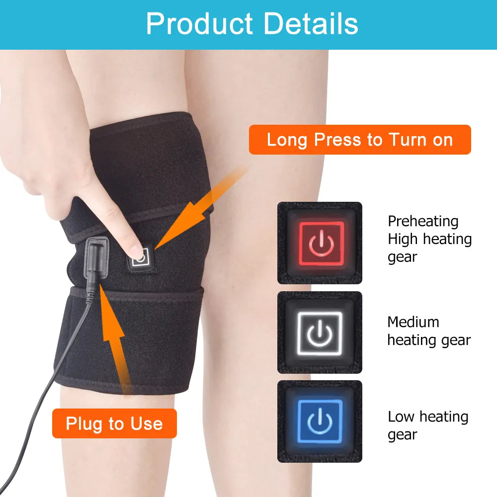 Electric Knee Heating Pad USB - Thermal Therapy Heated Knee Brace Support for Arthritis Joint Pain Relief and Warmth - Perfect for Old, Cold Legs