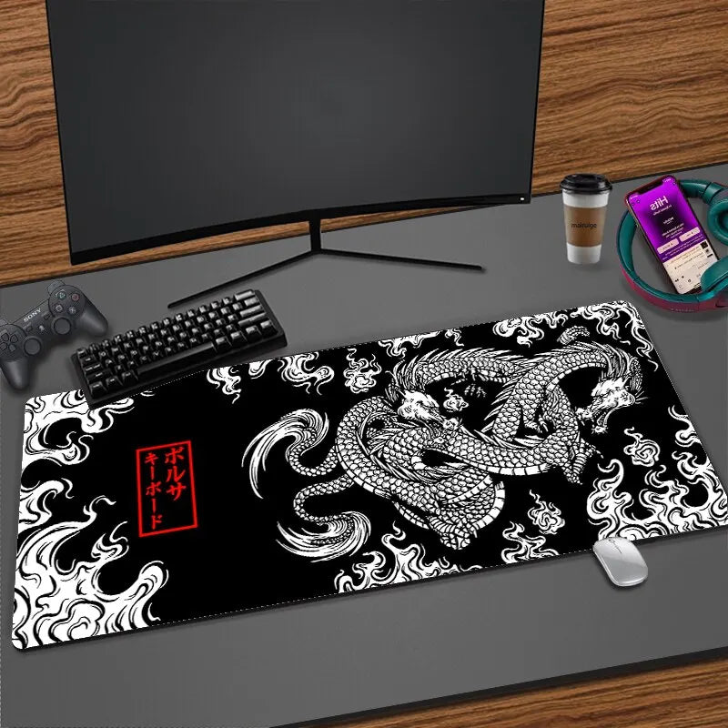 Japanese Dragon XXL Gaming Mousepad: Large Keyboard Gamer Mouse Pad - Speed Desk Mat for Anime, Available in 900x400 and 700x300 Sizes