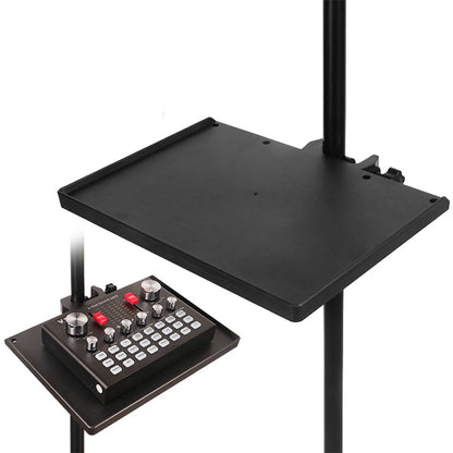 Microphone Stand with Soundcard Tray - Clip Holder, Live Tripod Bracket, Mic Holder Accessories - New