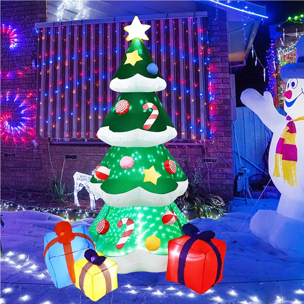 2.1M/7FT Christmas Inflatable Tree with LED Lights - Outdoor Xmas Ornament, Holiday Decoration, Gift, Party, New Year