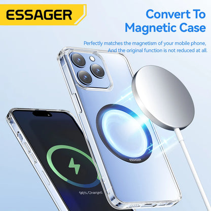 Essager 2PCS Magnetic Metal Rings for MagSafe - Compatible with iPhone 15, 14, 13, 12 Pro and Android Phones for Wireless Charging