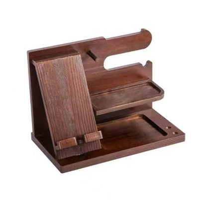 Wooden Bedside Phone Docking Station – Multifunctional Rack for Wallet, Watch, and Storage, Ideal for Valentine's Day