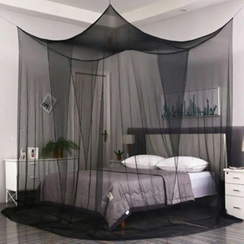 Palace Style Four-Door King/Queen Size Mosquito Net - Prevent Insects - Outdoor Square Grace White Canopy Net for Home Single Bed - Elegant Protection