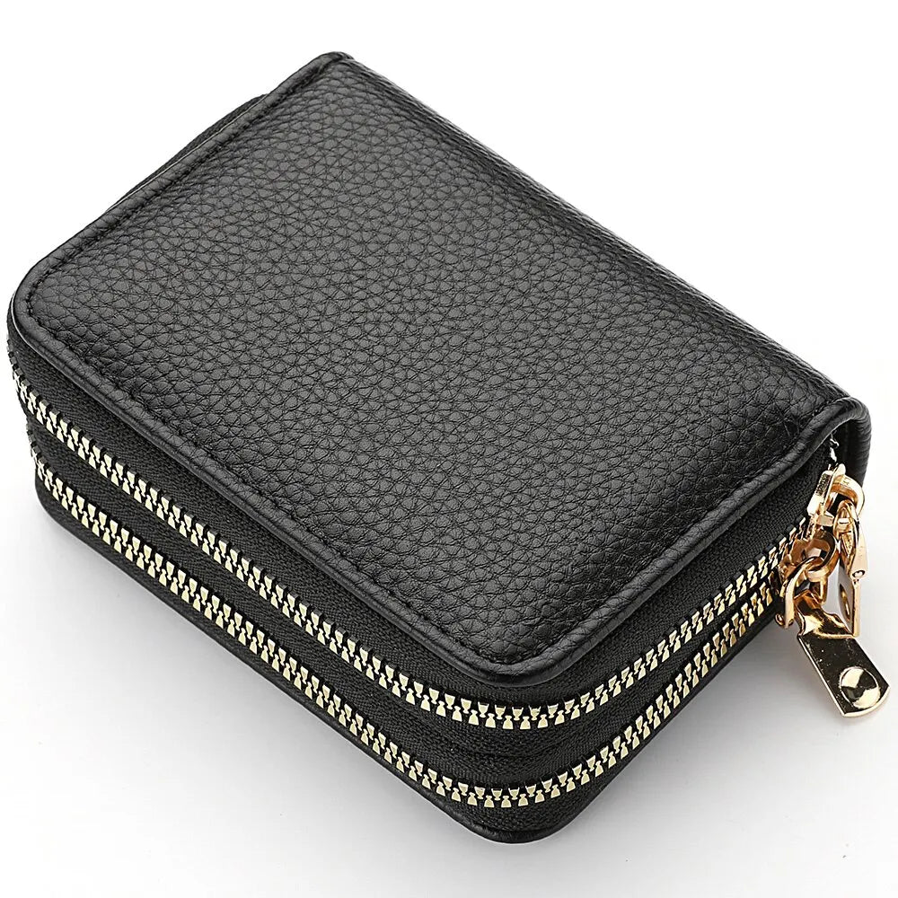 Women's Zipper Short Style Purse - Lychee Pattern Fashion Large Capacity Multi-Card Slot Coin Purse With Zipper