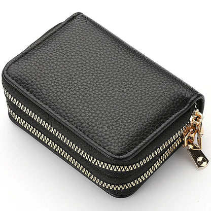 Women's Zipper Short Style Purse - Lychee Pattern Fashion Large Capacity Multi-Card Slot Coin Purse With Zipper