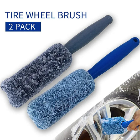 2-Piece Car Wash Brush Set - Microfiber Tire Scrubber Wheel Brush and Trunk Dust Remover, Detailing Clean Tool, Car Cleaning Tools