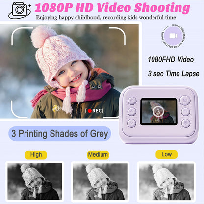 Kids Instant Print Camera with 2.0 Inch Screen | Christmas & Birthday Gifts for Girls Age 3-12 | Toddler Toy Camera