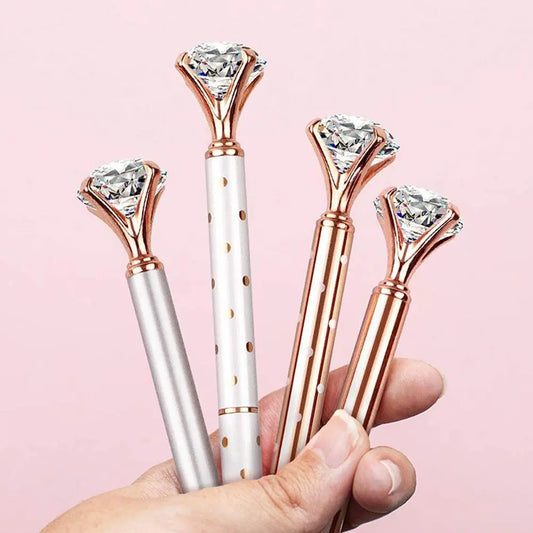 Large Diamond Crystal Ballpoint Pen - 1.0mm Metal Nib Rhinestone Pen for Student Stationery, Office, Business Gifts