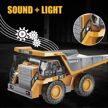 1:24 Scale 9CH RC Alloy Dump Truck - Remote Control Engineering Vehicle, Heavy Excavator and Forklift Toy for Boys