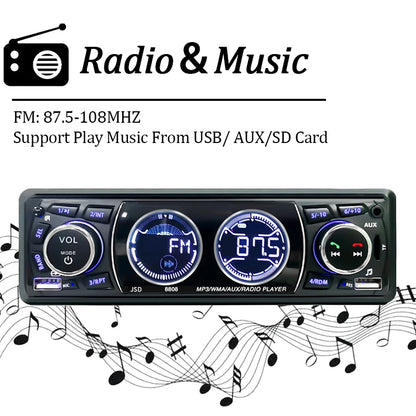 SINOVCLE 1din Car Radio Bluetooth Stereo MP3 Player - FM Receiver 60Wx4, Phone Charging Support, AUX/USB/TF Card In-Dash Kit