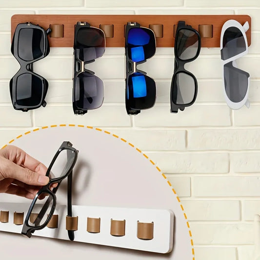 Bamboo Wood Sunglass Organizer for Wall - Eyeglass Hanging Holder and Sunglasses Storage Solution